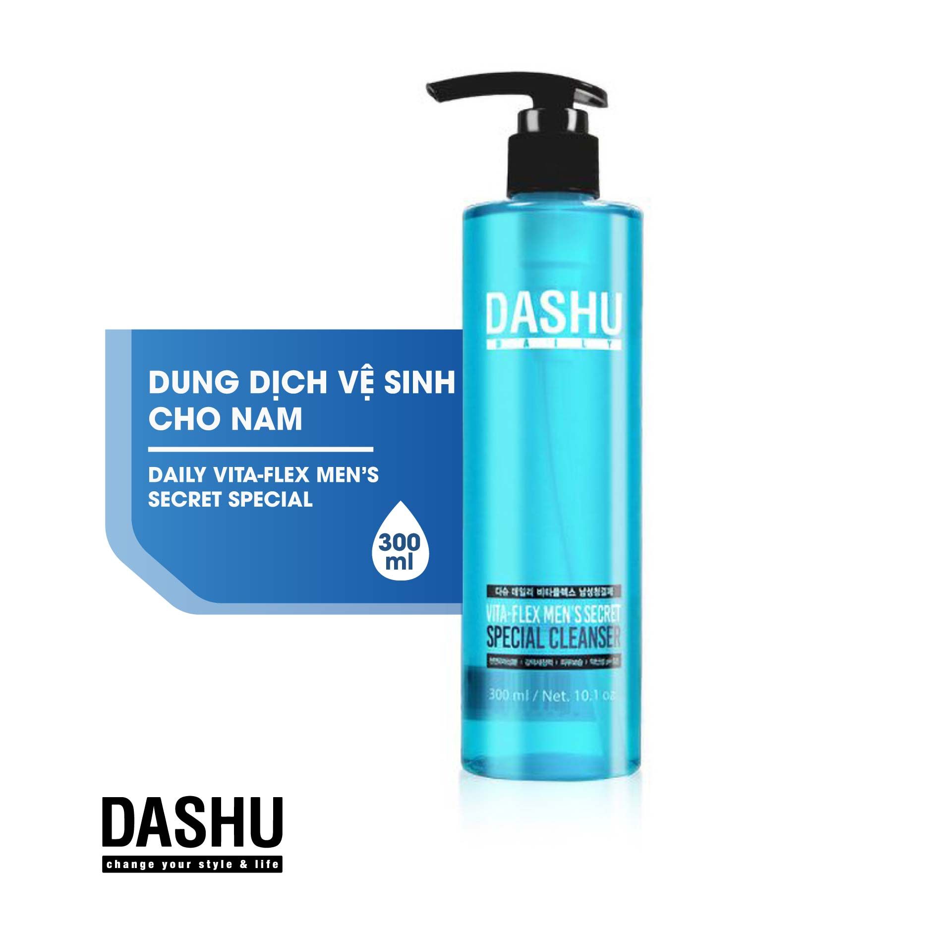 Dung dịch vệ sinh nam dịu nhẹ, an toàn DASHU daily men's secret special cleanser 300ml