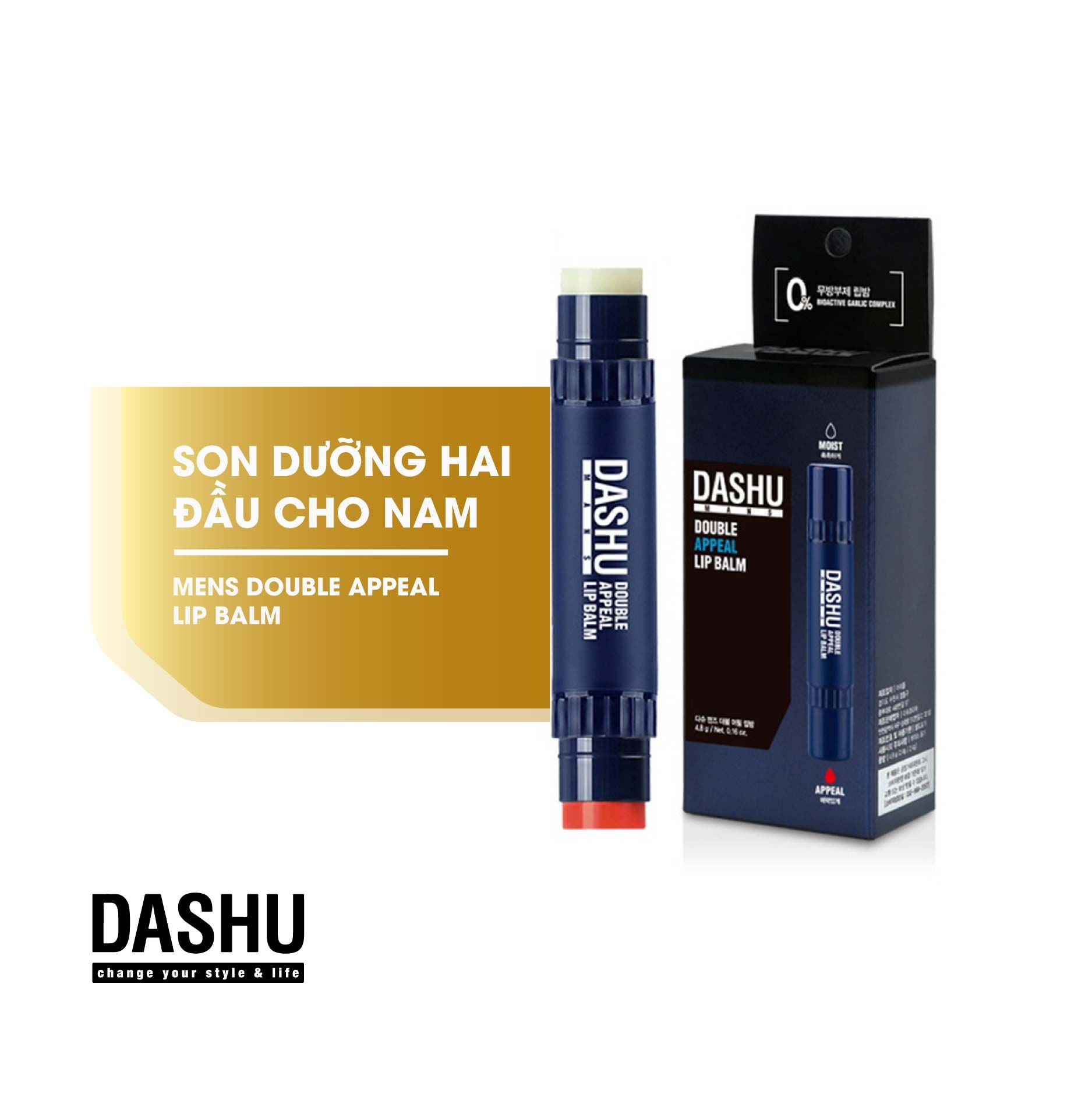 Son dưỡng môi 2 màu tự nhiên cho nam giới Dashu Man's Double Appeal Lip Balm